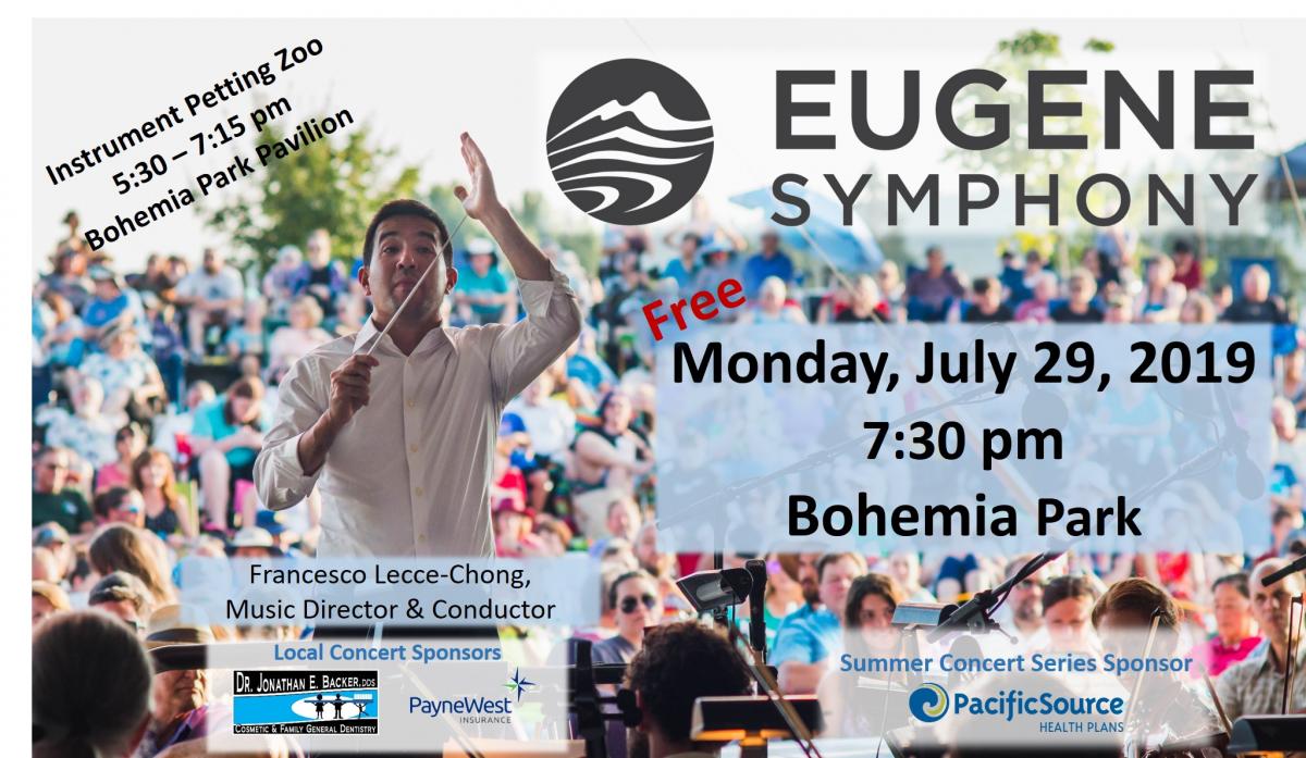Eugene Symphony in Cottage Grove - Bohemia Park - Monday, July 29, 2019 - 7:30 pm 