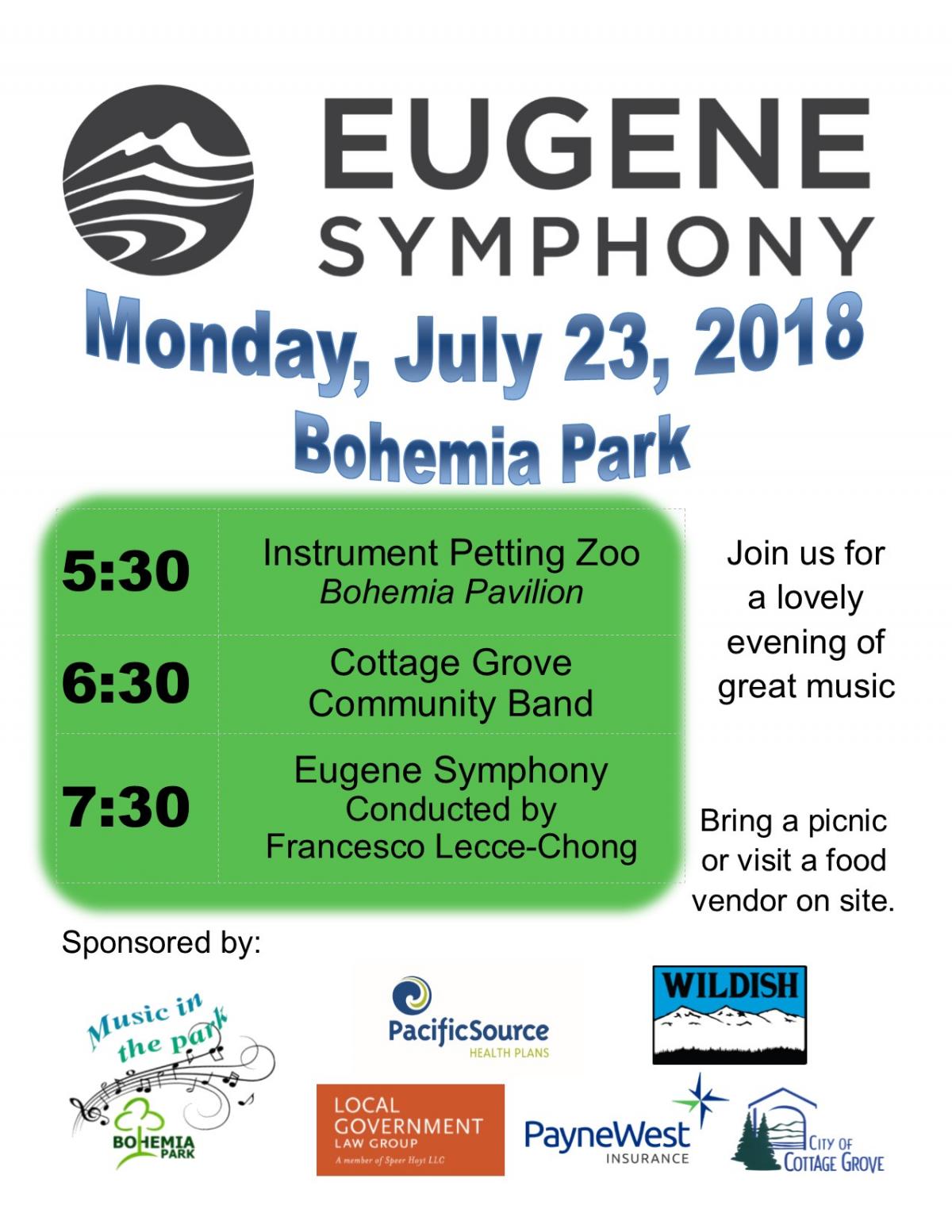 Eugene Symphony - July 23, 2018 in Bohemia Park