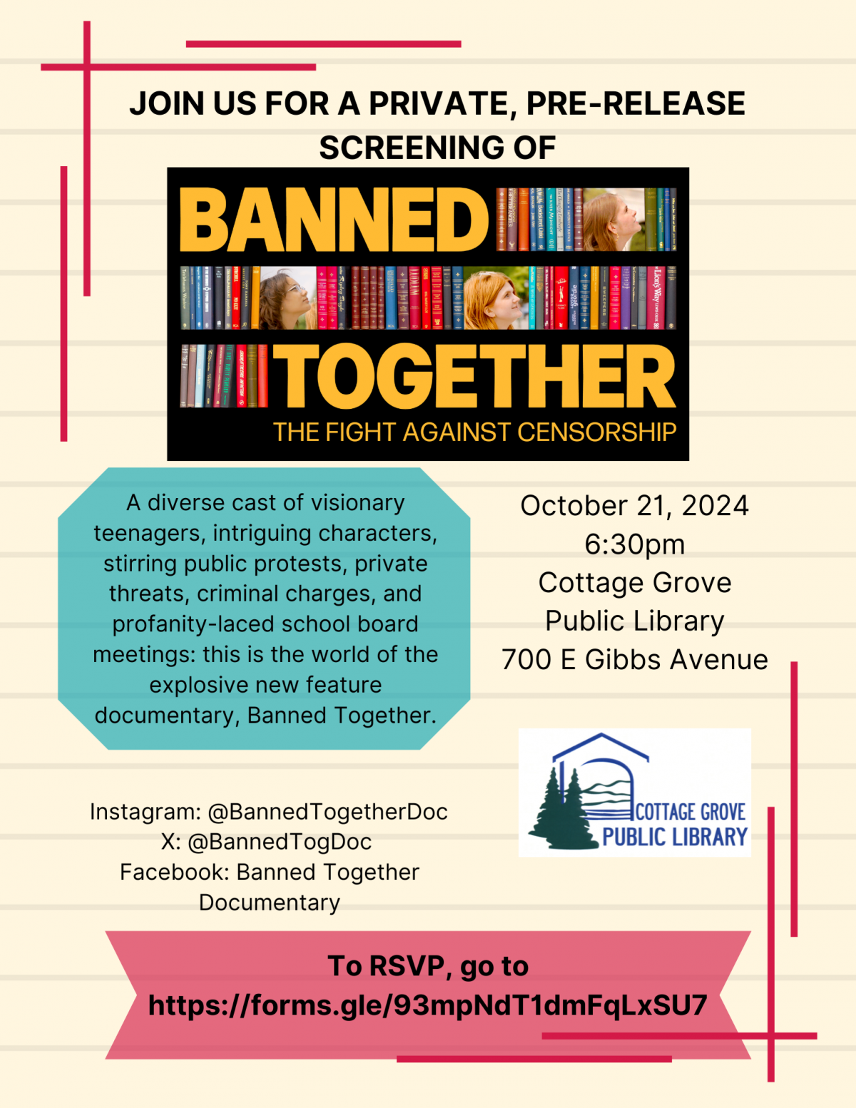 Join us for a private, pre-release screening of Banned Together: The Fight Against Censorship