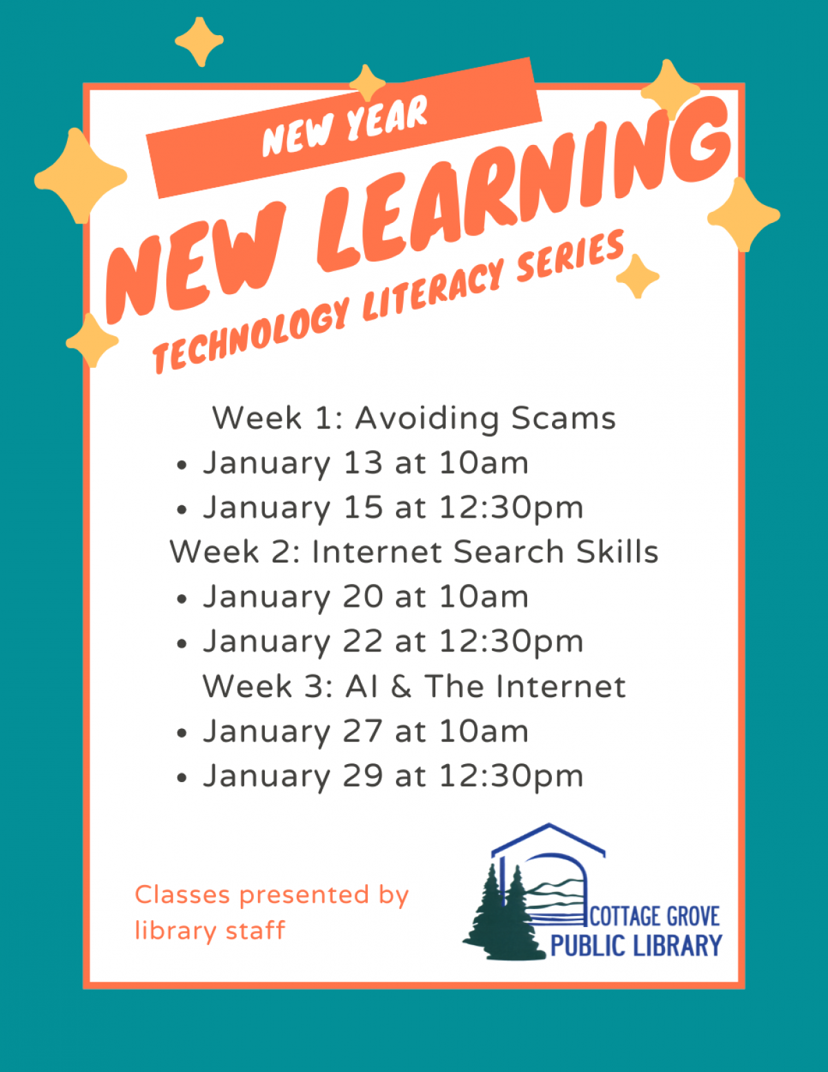 Technology literacy series: avoiding scams, internet search skills, AI and the internet