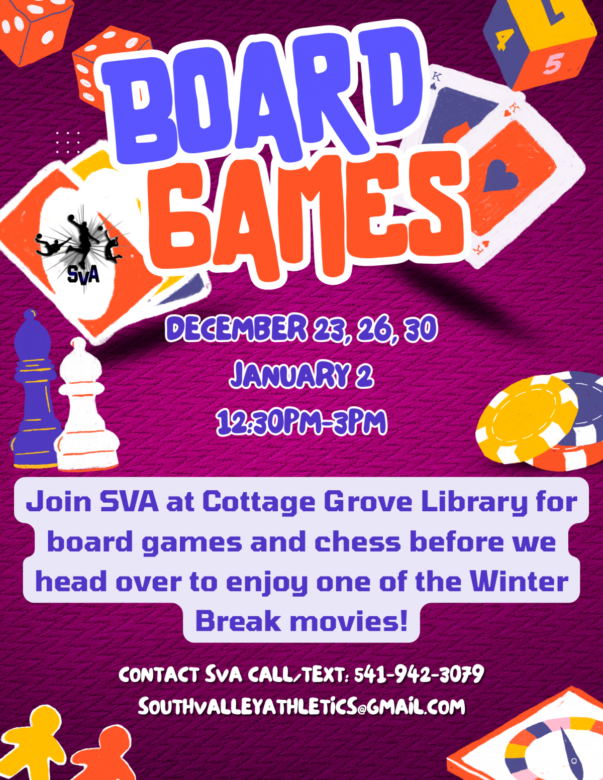 Board Game social at the library with SVA
