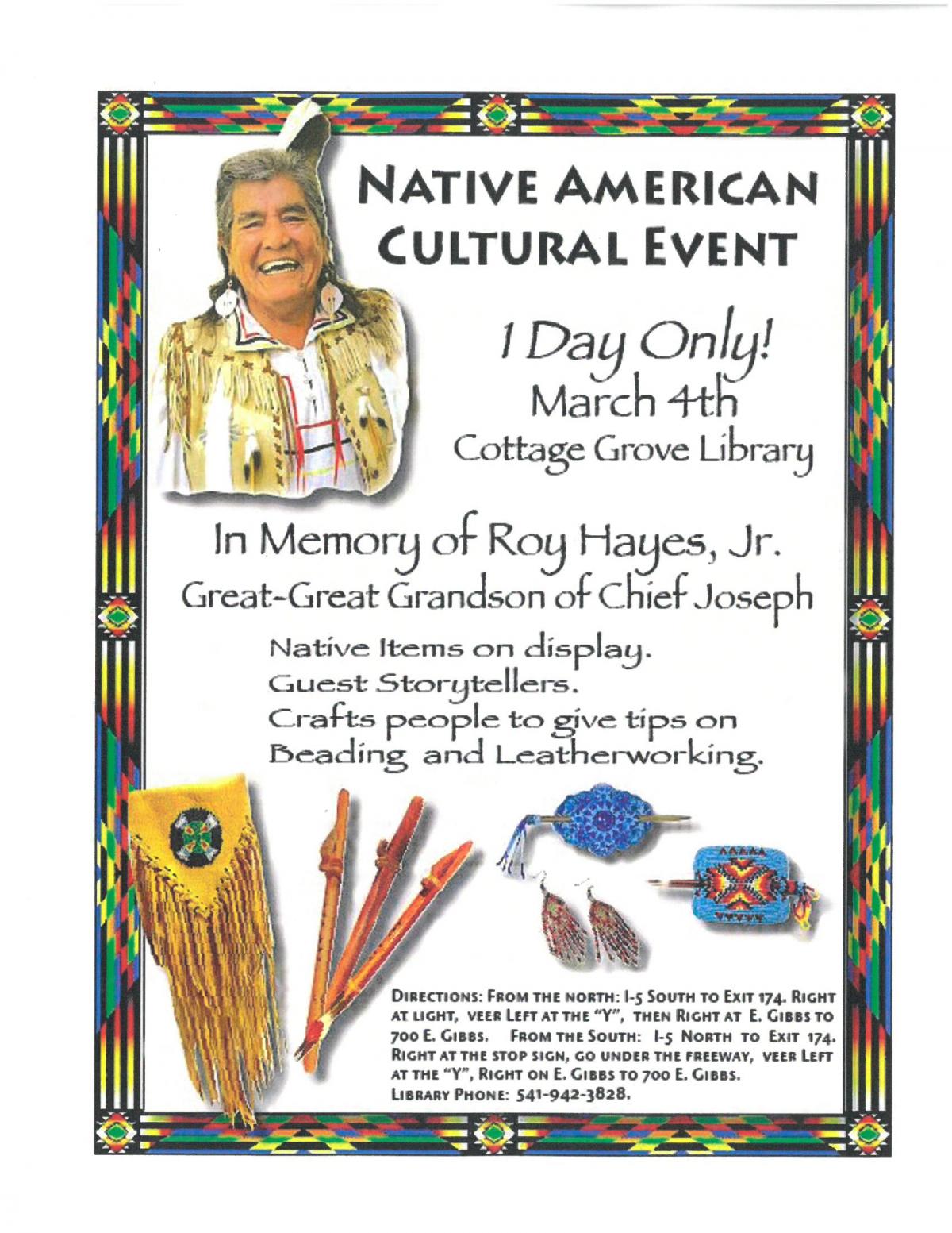 Native American Cultural Event Cottage Grove Oregon